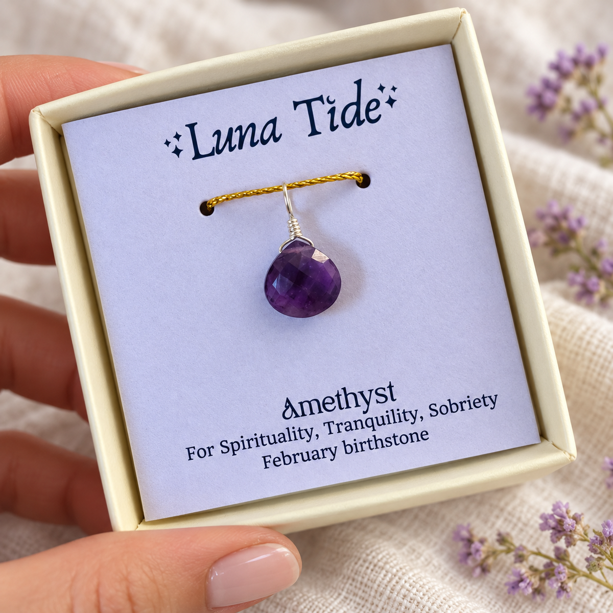 Tiny Amethyst Teardrop Gemstone Pendant