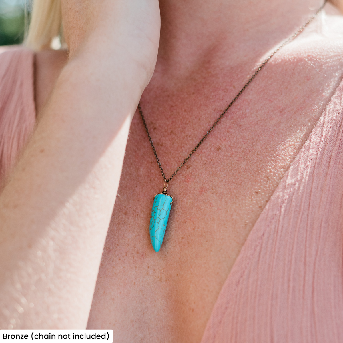 Dyed Turquoise Howlite Tusk Point Pendant