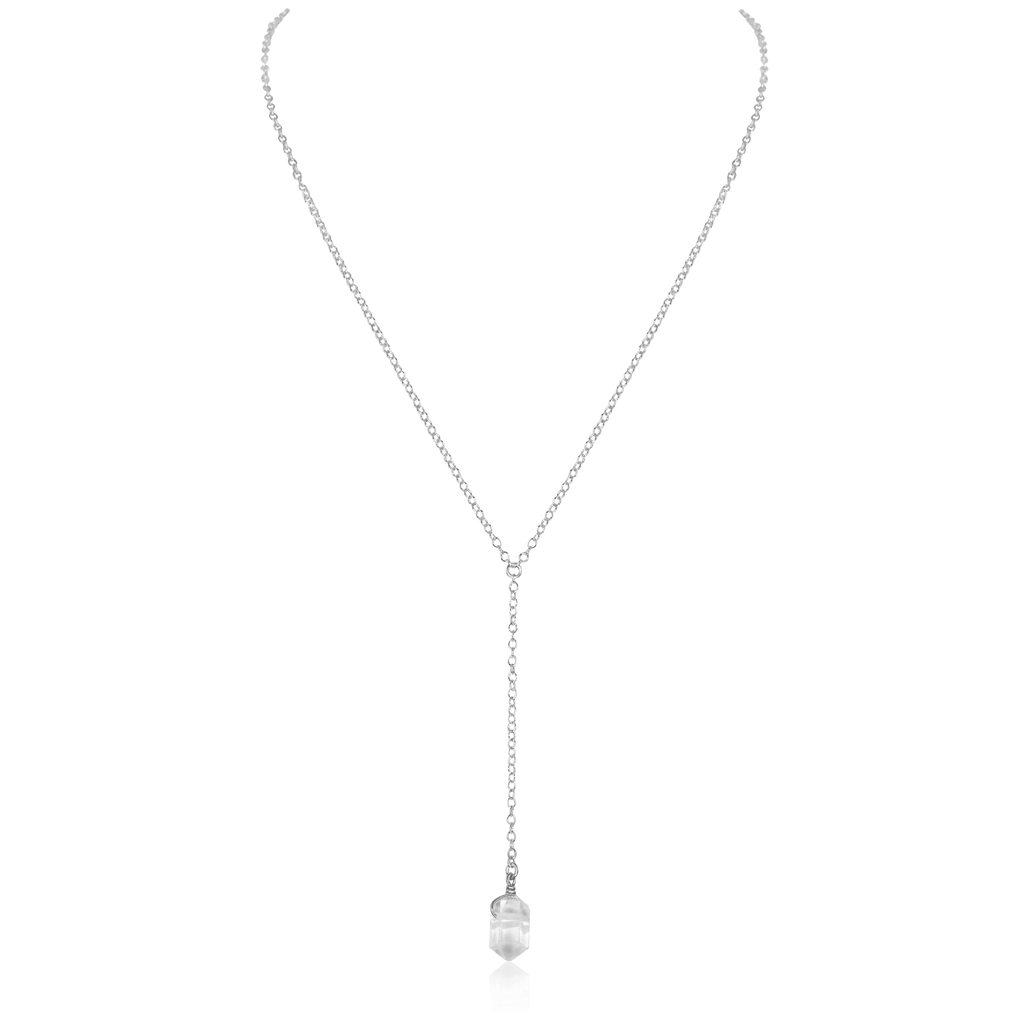 Crystal Quartz Double Terminated Mini Crystal Point Lariat Necklace - Crystal Quartz Double Terminated Mini Crystal Point Lariat Necklace - 14k Gold Fill - Luna Tide Handmade Crystal Jewellery