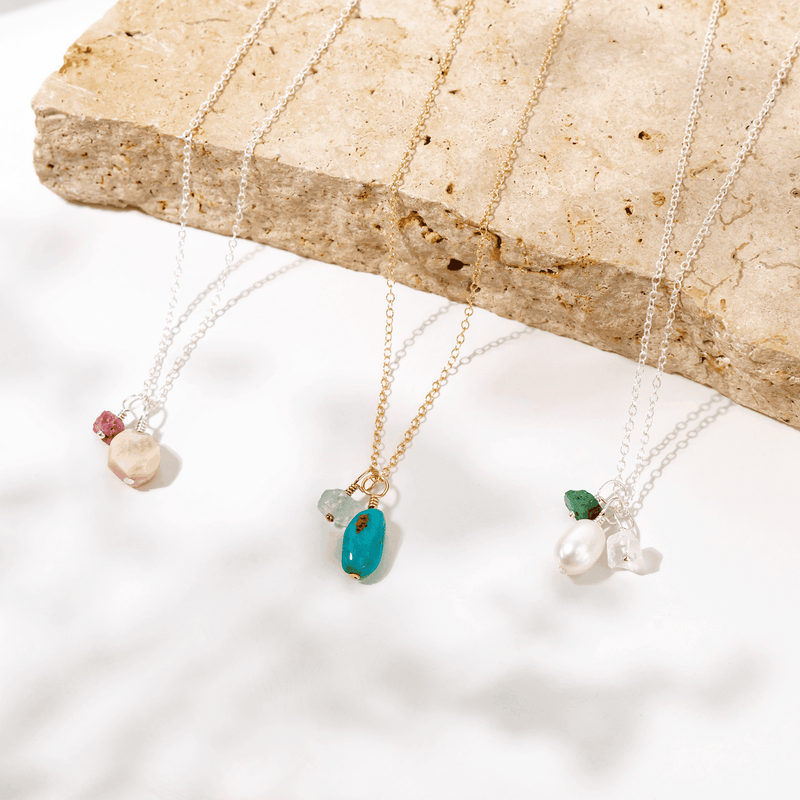 Dainty Raw Crystal Birthstone Charm Luna Tide - Main Image