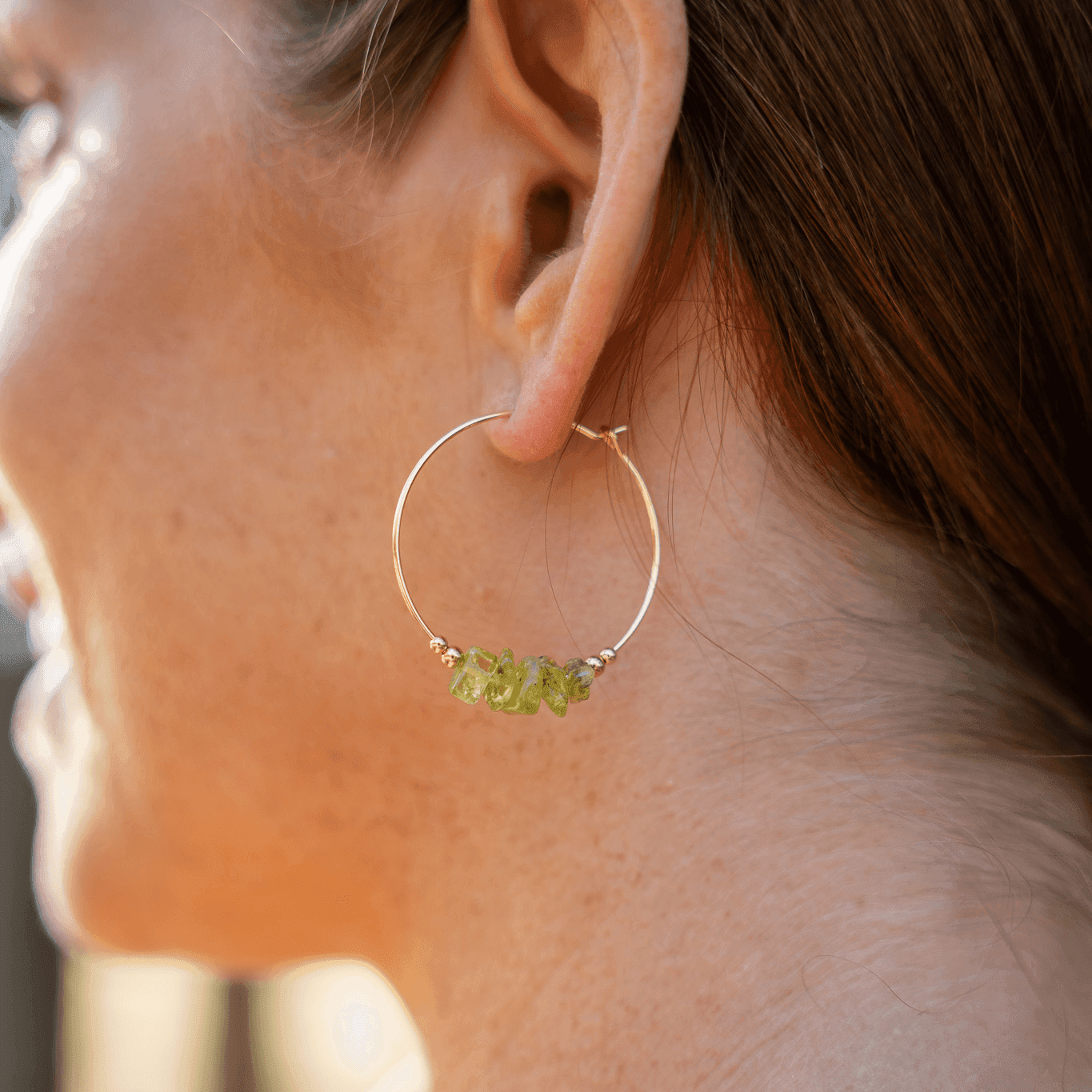 Custom Crystal Chip Large Hoop Earrings - Custom Crystal Chip Large Hoop Earrings - Sterling Silver - Luna Tide Handmade Crystal Jewellery