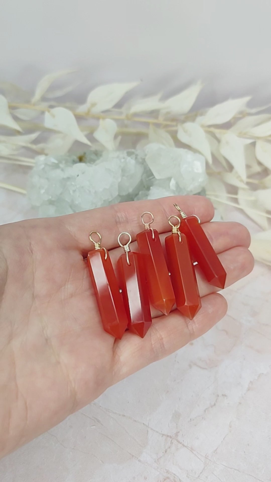 Large Carnelian Crystal Tower Point Generator Pendant