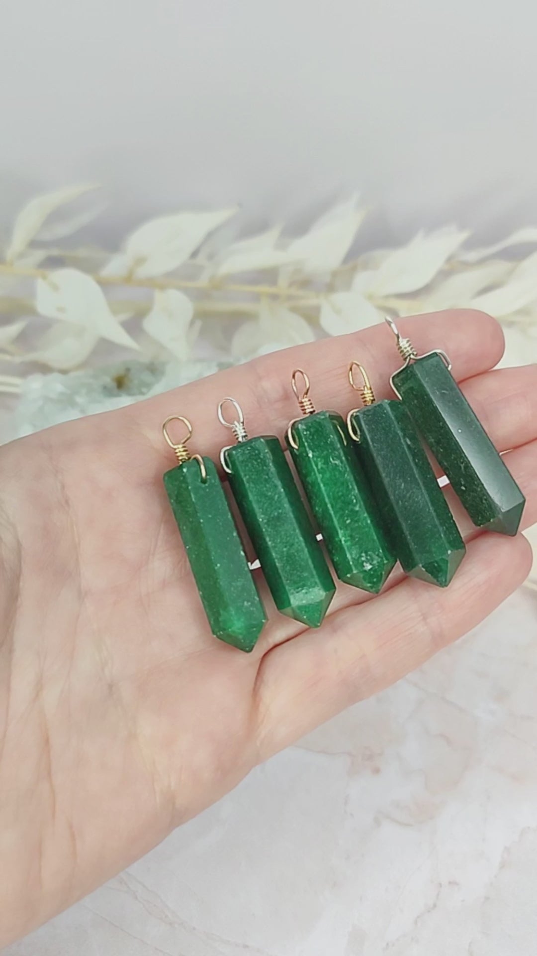 Large Aventurine Crystal Tower Point Generator Pendant