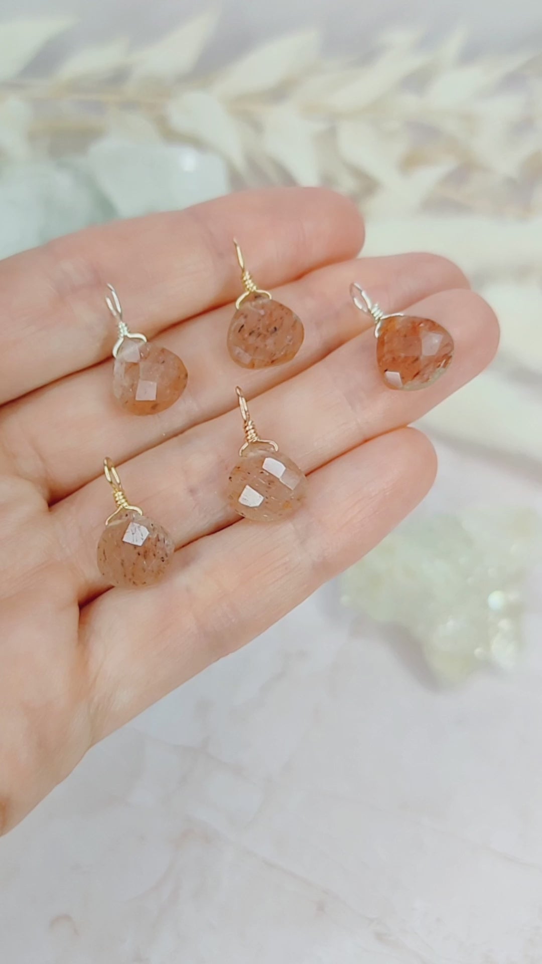 Tiny Sunstone Teardrop Gemstone Pendant