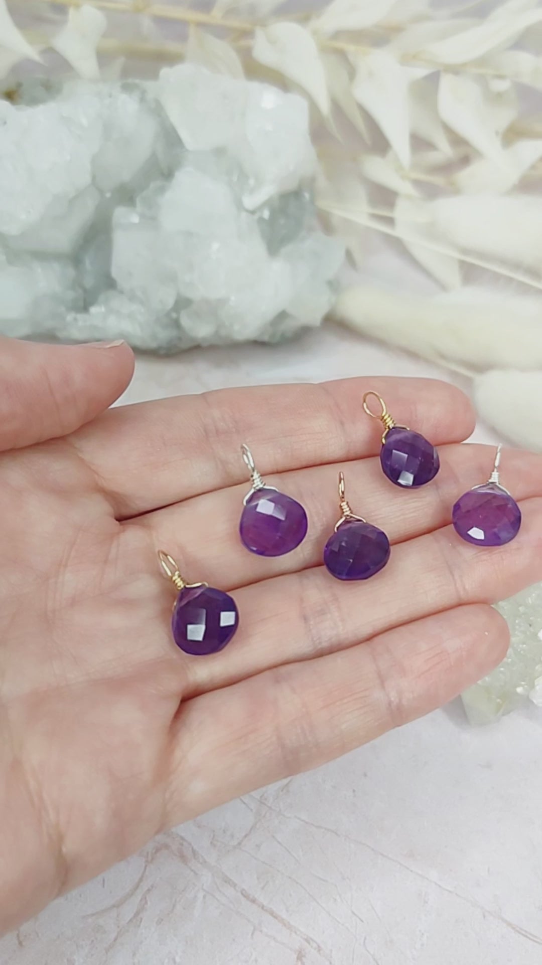 Tiny Amethyst Teardrop Gemstone Pendant