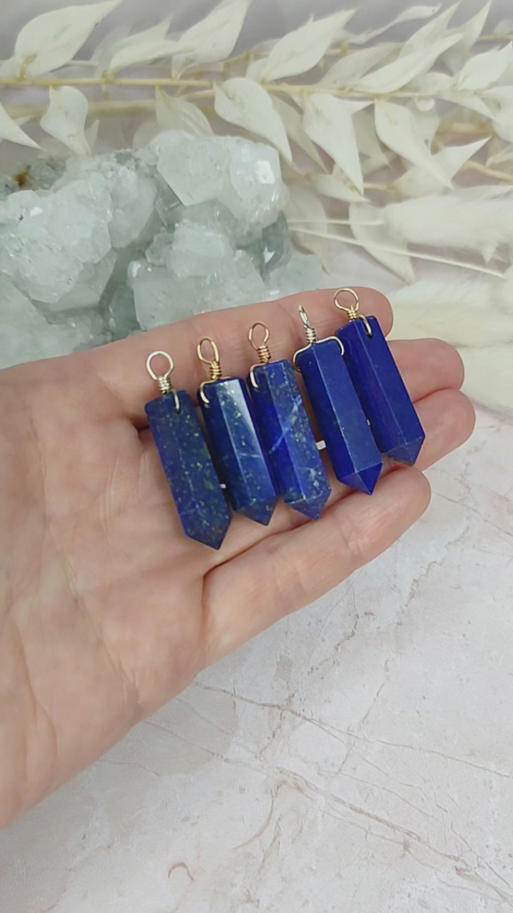 Large Lapis Lazuli Crystal Tower Point Generator Pendant