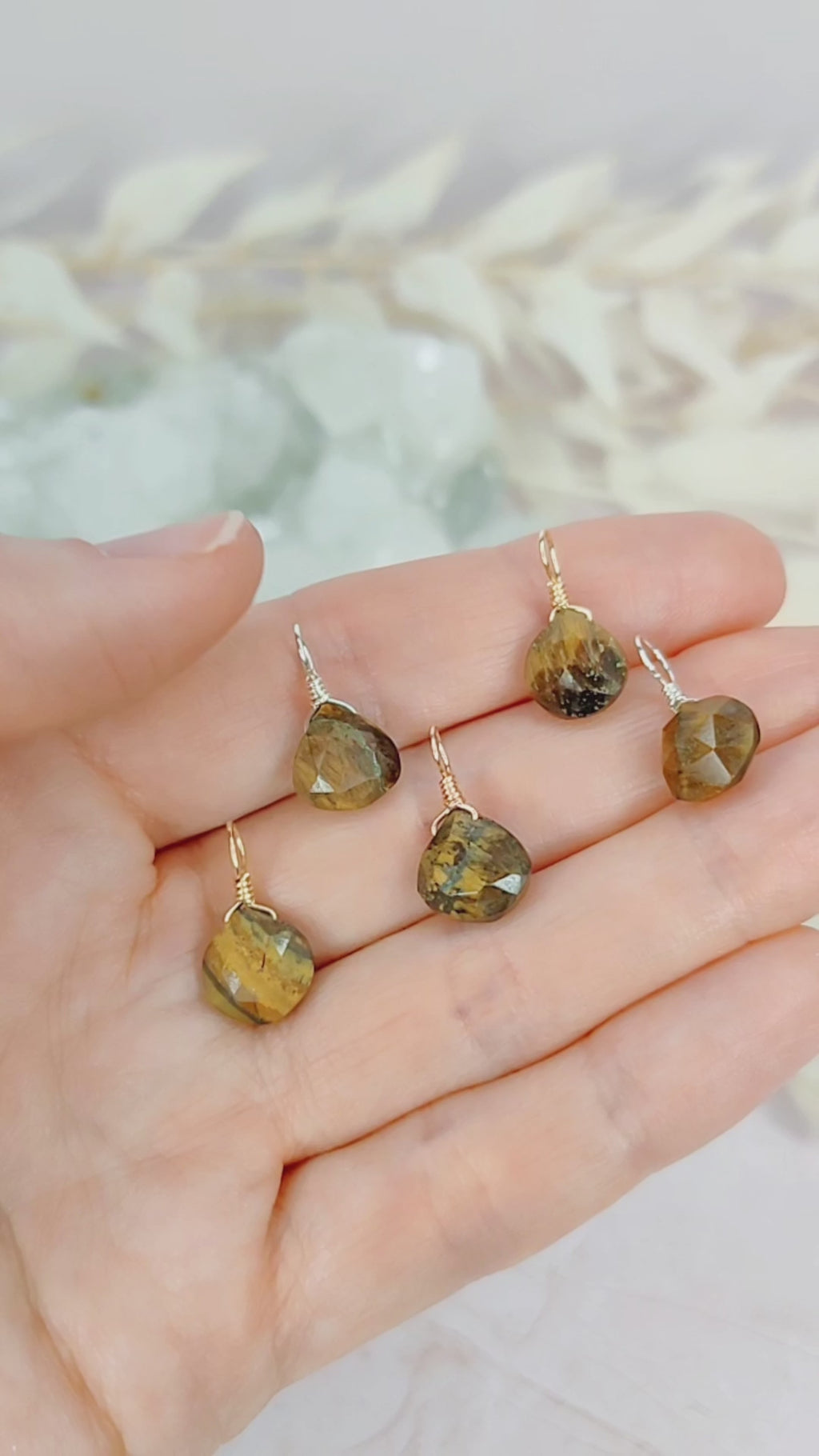 Tiny Tiger's Eye Teardrop Gemstone Pendant