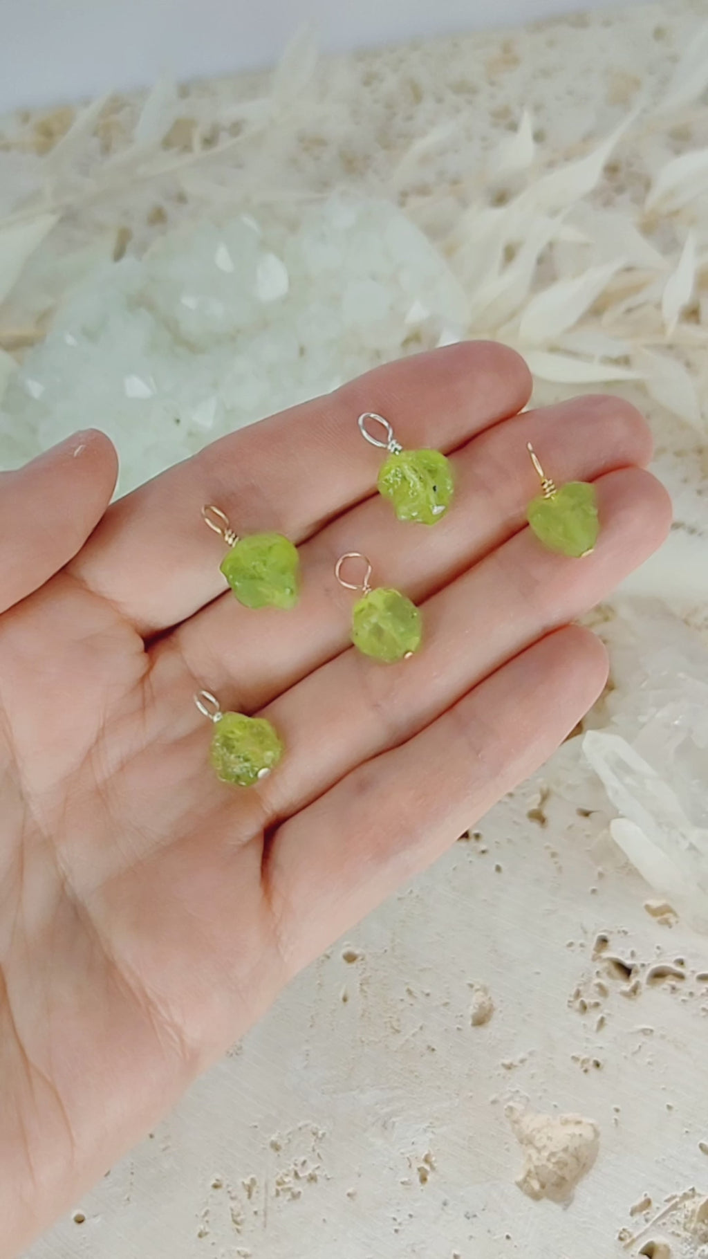 Tiny Raw Peridot Crystal Pendant