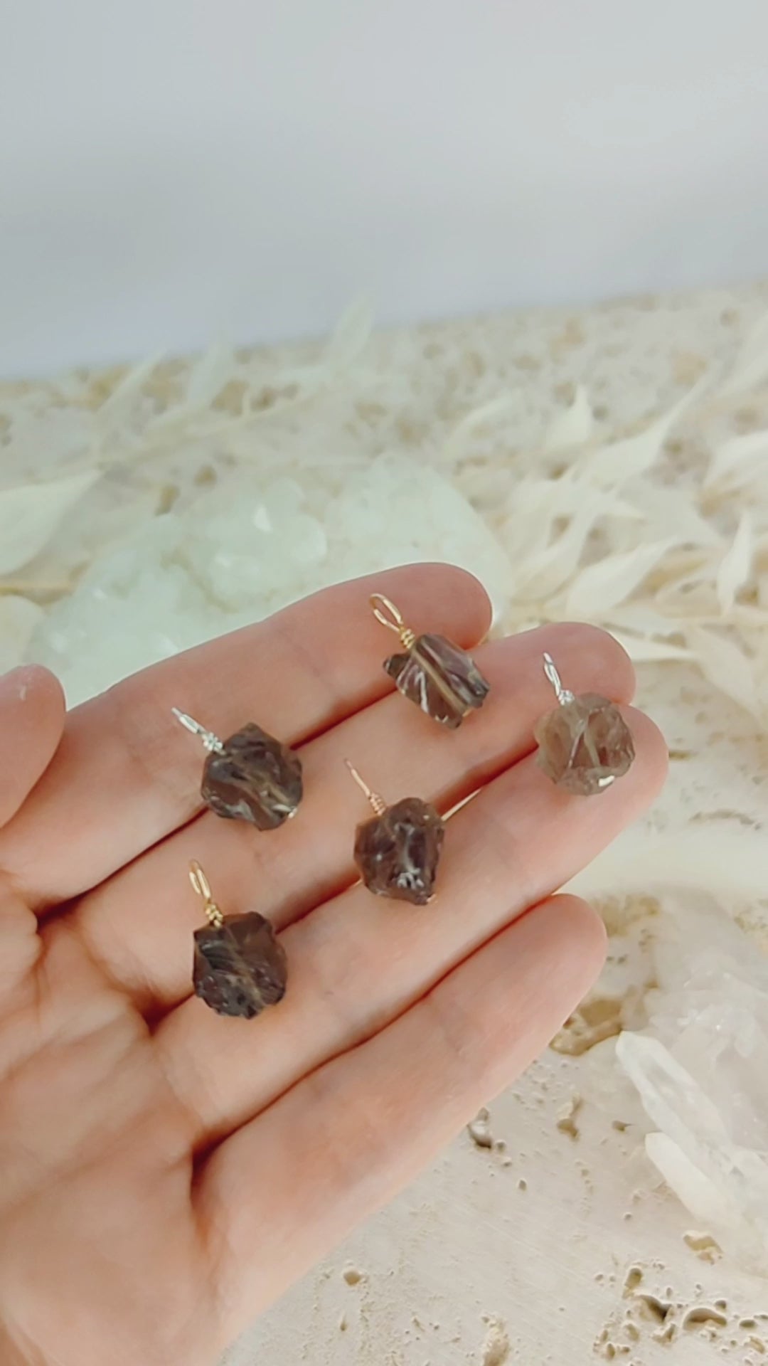 Tiny Raw Smoky Quartz Crystal Pendant