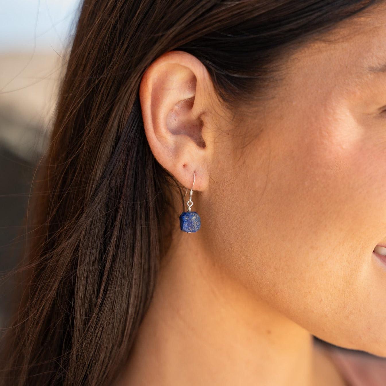 Raw Lapis Lazuli Crystal Jewellery Set - Raw Lapis Lazuli Crystal Jewellery Set - 14k Gold Fill / Cable / Necklace & Earrings & Bracelet - Luna Tide Handmade Crystal Jewellery