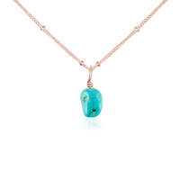 Raw Turquoise Natural Crystal Pendant Necklace - Raw Turquoise Natural Crystal Pendant Necklace - 14k Rose Gold Fill / Satellite - Luna Tide Handmade Crystal Jewellery