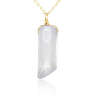 Smooth Crystal Quartz Natural Point Crystal Necklace - Smooth Crystal Quartz Natural Point Crystal Necklace - 14k Gold Fill / Cable - Luna Tide Handmade Crystal Jewellery