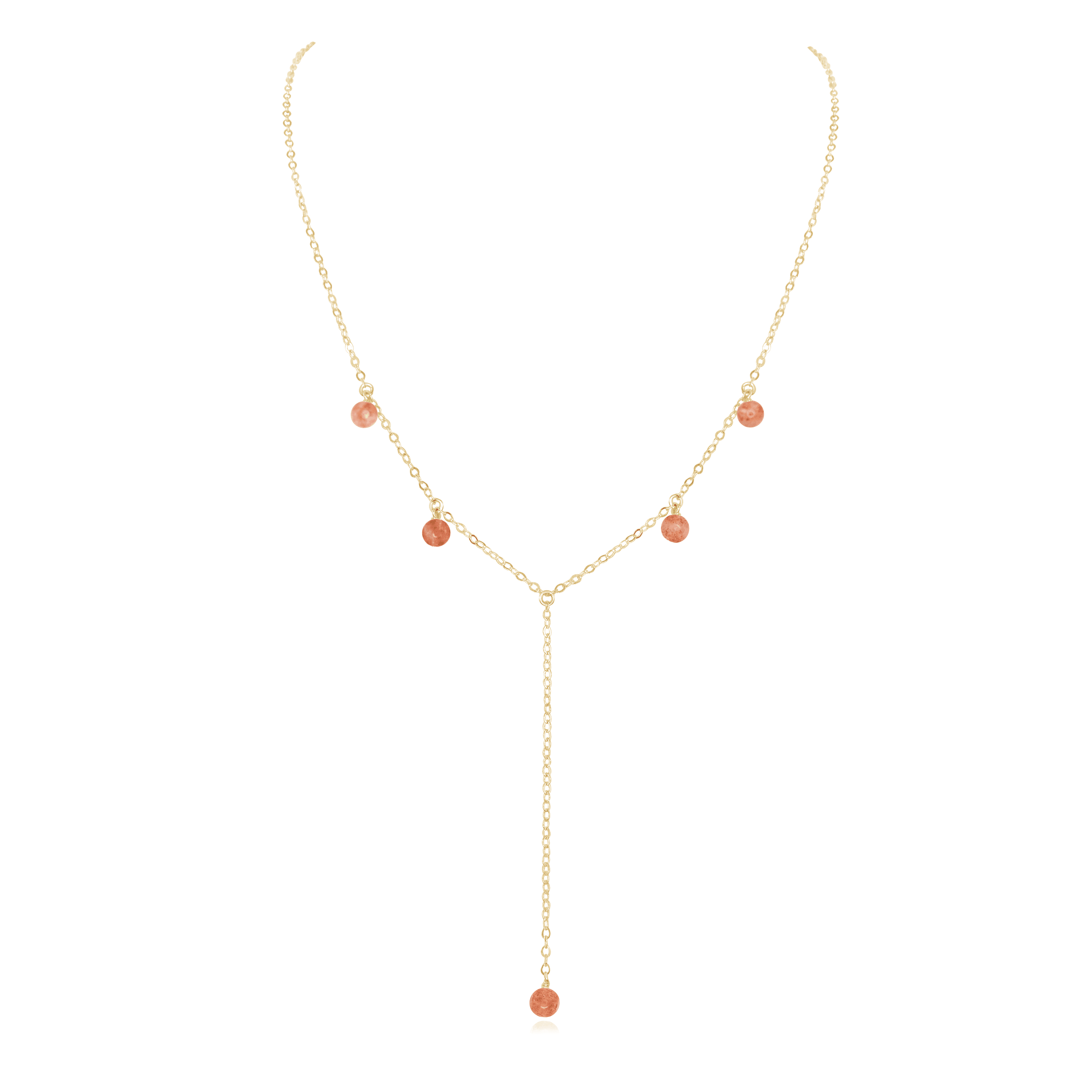 Sunstone Boho Lariat Necklace - Sunstone Boho Lariat Necklace - 14k Gold Fill - Luna Tide Handmade Crystal Jewellery