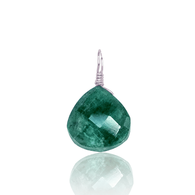 Tiny Emerald Teardrop Gemstone Pendant - Tiny Emerald Teardrop Gemstone Pendant - Stainless Steel - Luna Tide Handmade Crystal Jewellery
