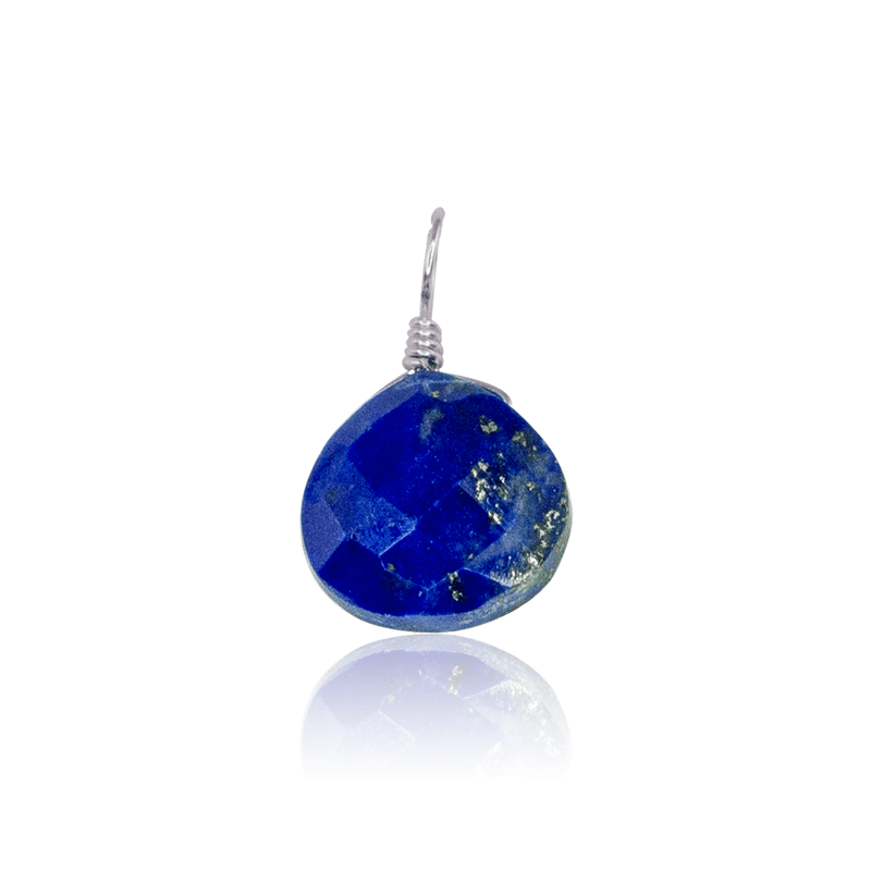 Tiny Lapis Lazuli Teardrop Gemstone Pendant - Tiny Lapis Lazuli Teardrop Gemstone Pendant - Stainless Steel - Luna Tide Handmade Crystal Jewellery