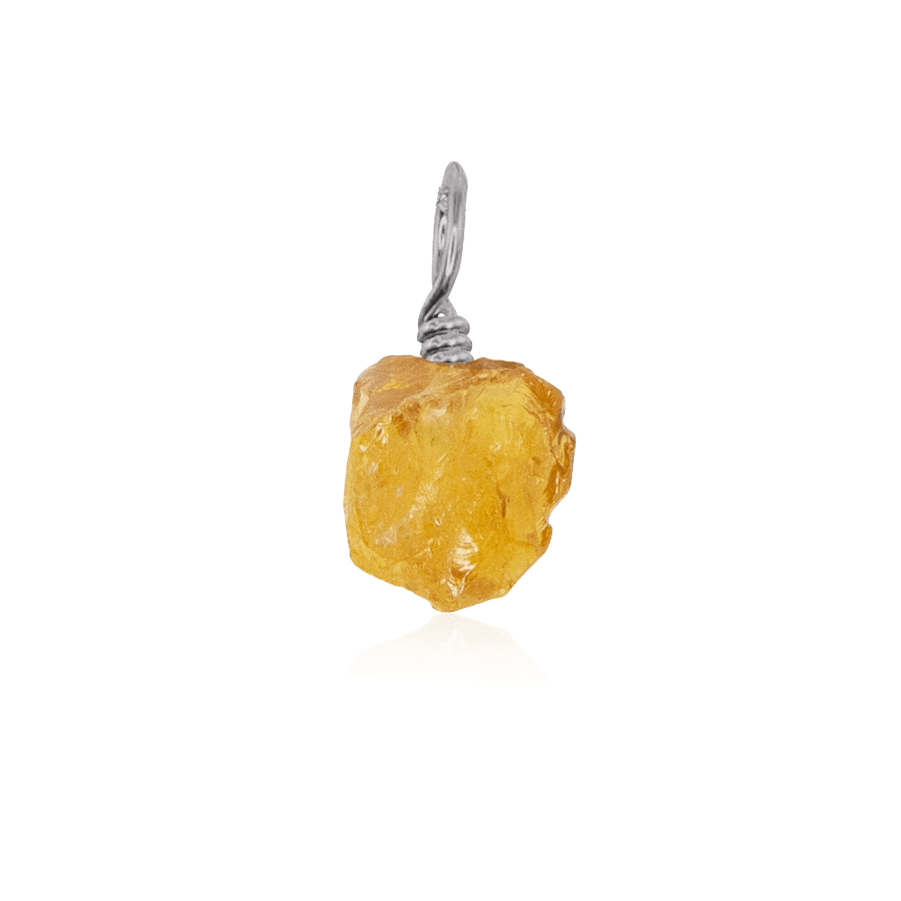 Tiny Raw Citrine Crystal Pendant - Tiny Raw Citrine Crystal Pendant - Stainless Steel - Luna Tide Handmade Crystal Jewellery