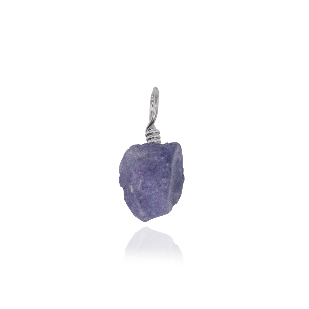 Tiny Raw Tanzanite Crystal Pendant - Tiny Raw Tanzanite Crystal Pendant - Stainless Steel - Luna Tide Handmade Crystal Jewellery