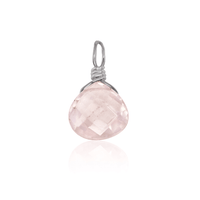 Tiny Rose Quartz Teardrop Gemstone Pendant - Tiny Rose Quartz Teardrop Gemstone Pendant - Stainless Steel - Luna Tide Handmade Crystal Jewellery