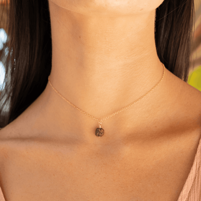 Tiny Rough Earth Red Ruby Gemstone Pendant Choker - Tiny Rough Earth Red Ruby Gemstone Pendant Choker - 14k Gold Fill / Cable - Luna Tide Handmade Crystal Jewellery