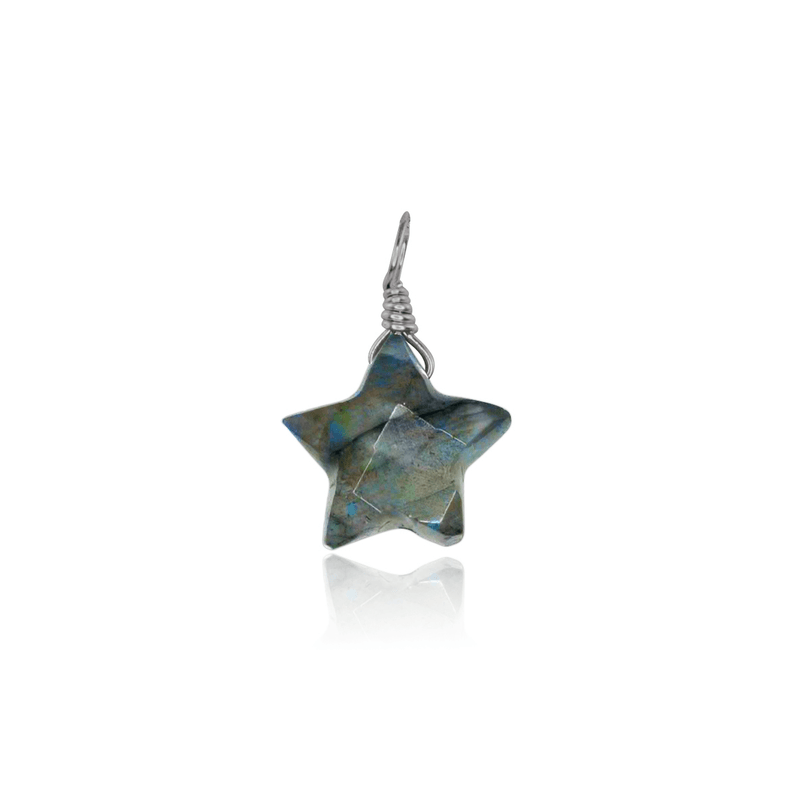 Tiny Star Pendant in Labradorite - Tiny Star Pendant in Labradorite - Stainless Steel - Luna Tide Handmade Crystal Jewellery