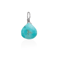 Tiny Turquoise Teardrop Gemstone Pendant - Tiny Turquoise Teardrop Gemstone Pendant - Stainless Steel - Luna Tide Handmade Crystal Jewellery