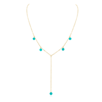 Turquoise Boho Lariat Necklace - Turquoise Boho Lariat Necklace - 14k Gold Fill - Luna Tide Handmade Crystal Jewellery