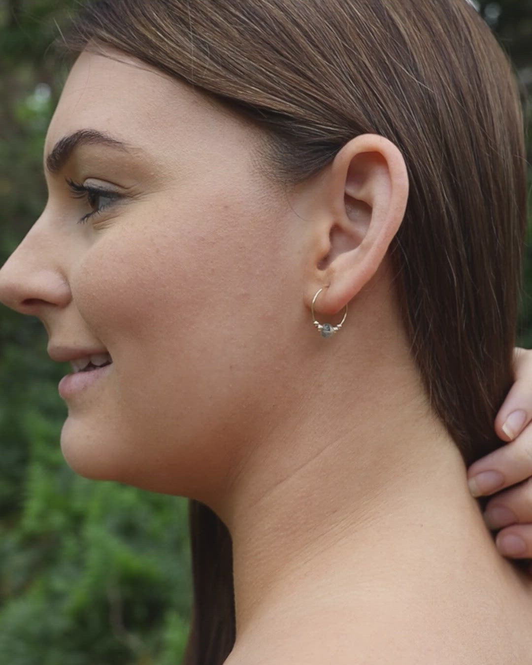 Tiny Prehnite Gemstone Bead Hoop Earrings