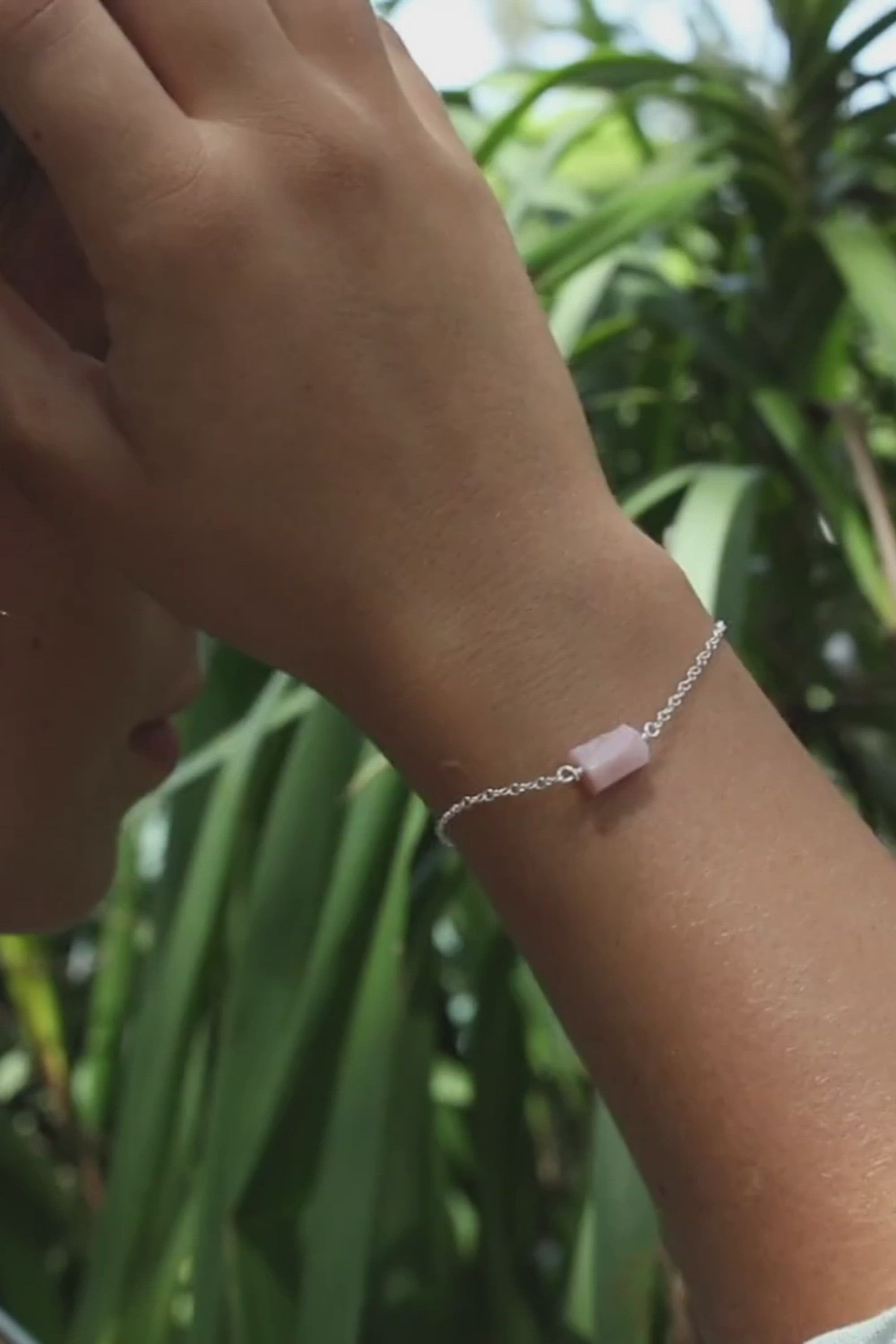 Raw Pink Peruvian Opal Crystal Nugget Bracelet