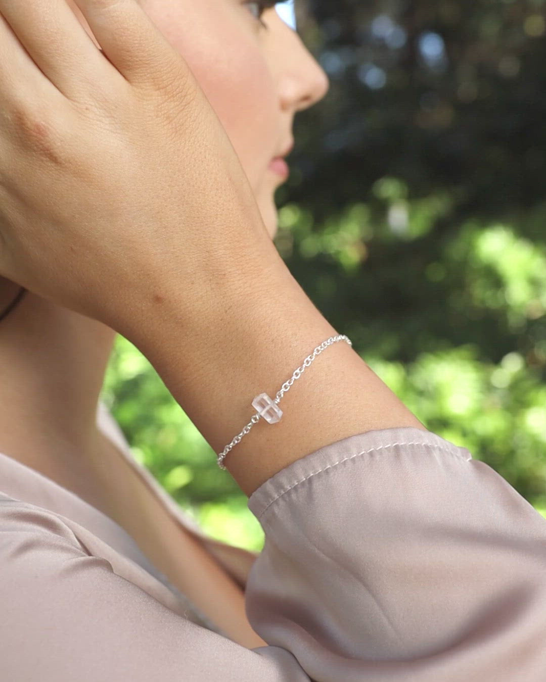 Rose Quartz Double Terminated Mini Crystal Point Bracelet