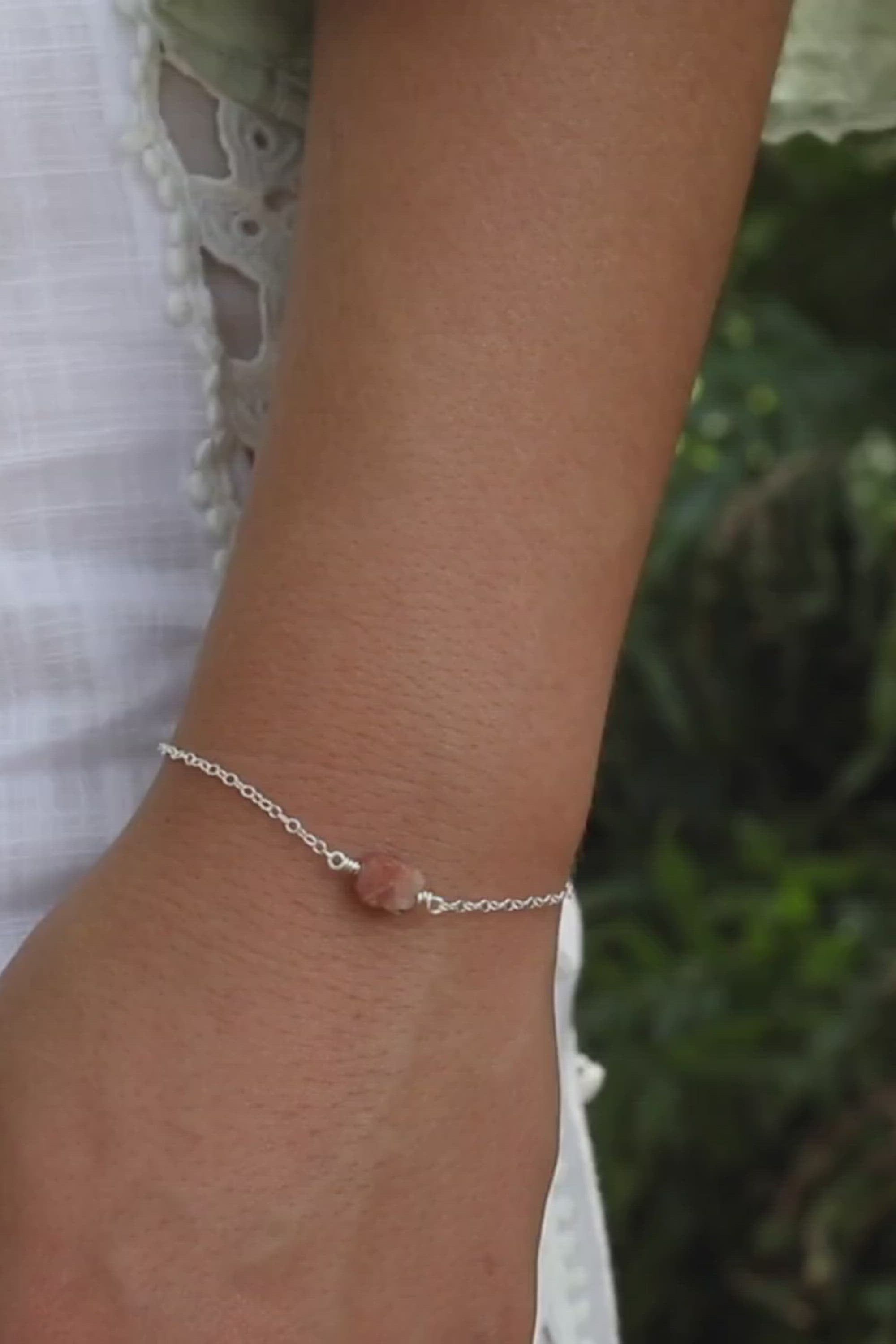 Raw Sunstone Crystal Nugget Bracelet