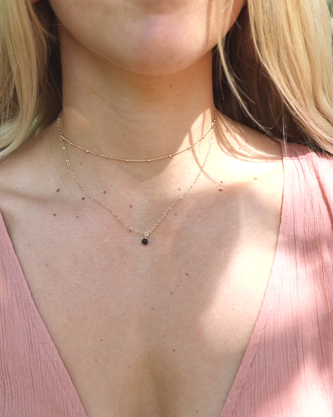 Lava Rock Gemstone Chain Layered Choker Necklace