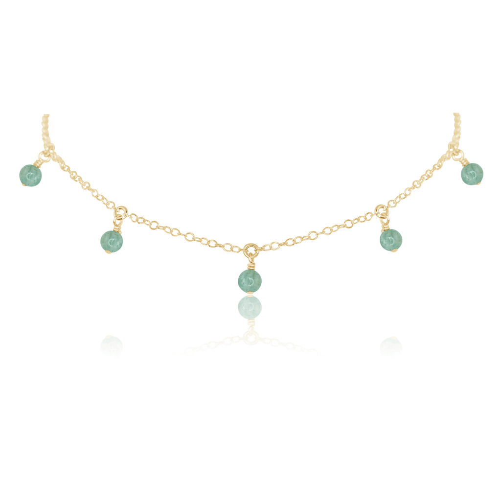 Amazonite Bead Drop Choker - Amazonite Bead Drop Choker - 14k Gold Fill - Luna Tide Handmade Crystal Jewellery