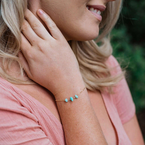 Amazonite Beaded Chain Bracelet - Amazonite Beaded Chain Bracelet - 14k Gold Fill - Luna Tide Handmade Crystal Jewellery