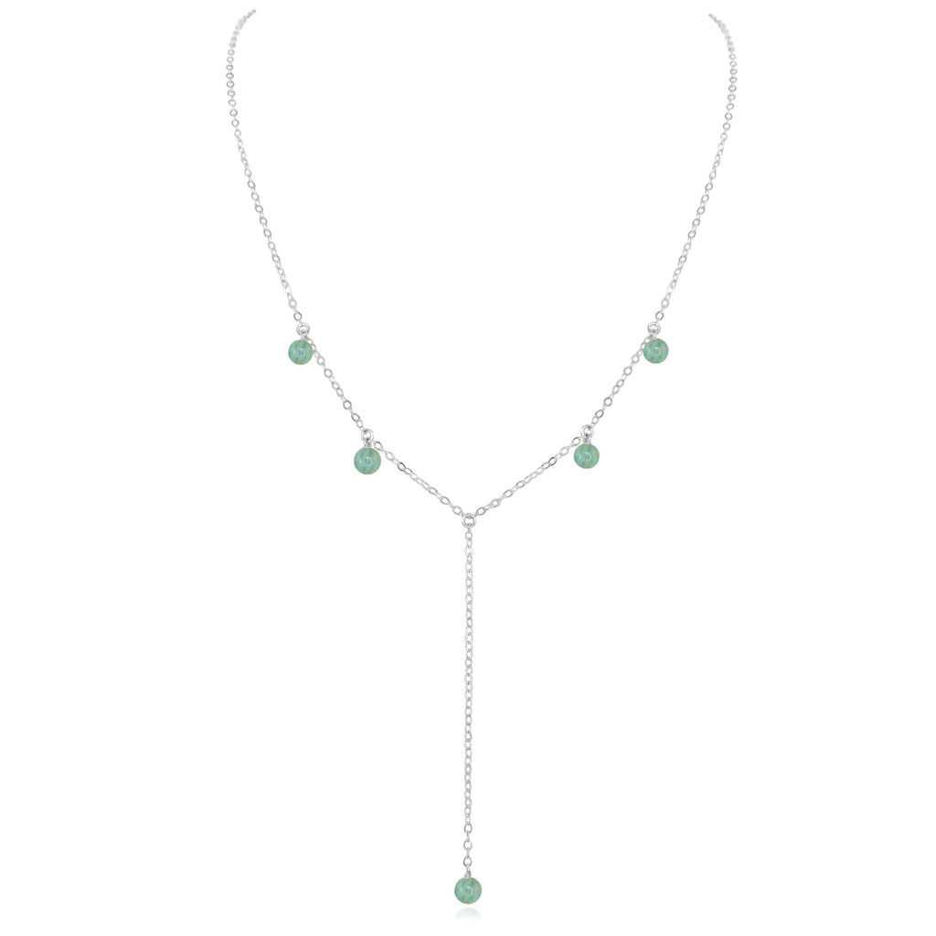 Amazonite Boho Lariat Necklace - Amazonite Boho Lariat Necklace - Sterling Silver - Luna Tide Handmade Crystal Jewellery