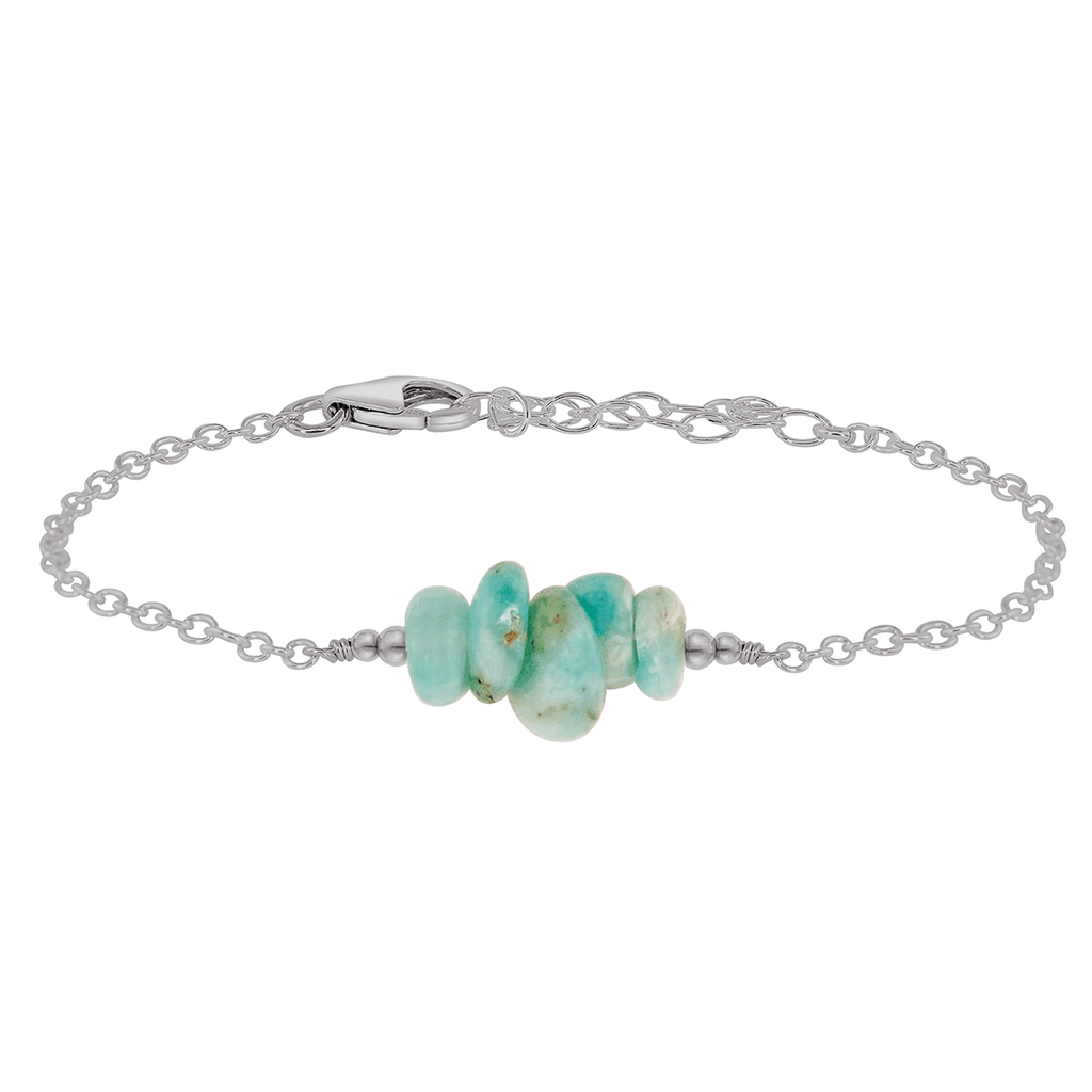 Amazonite Chip Bead Bar Bracelet - Amazonite Chip Bead Bar Bracelet - Stainless Steel - Luna Tide Handmade Crystal Jewellery