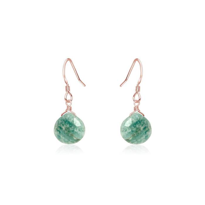 Amazonite Gemstone Teardrop Dangle Earrings - Amazonite Gemstone Teardrop Dangle Earrings - 14k Rose Gold Fill - Luna Tide Handmade Crystal Jewellery