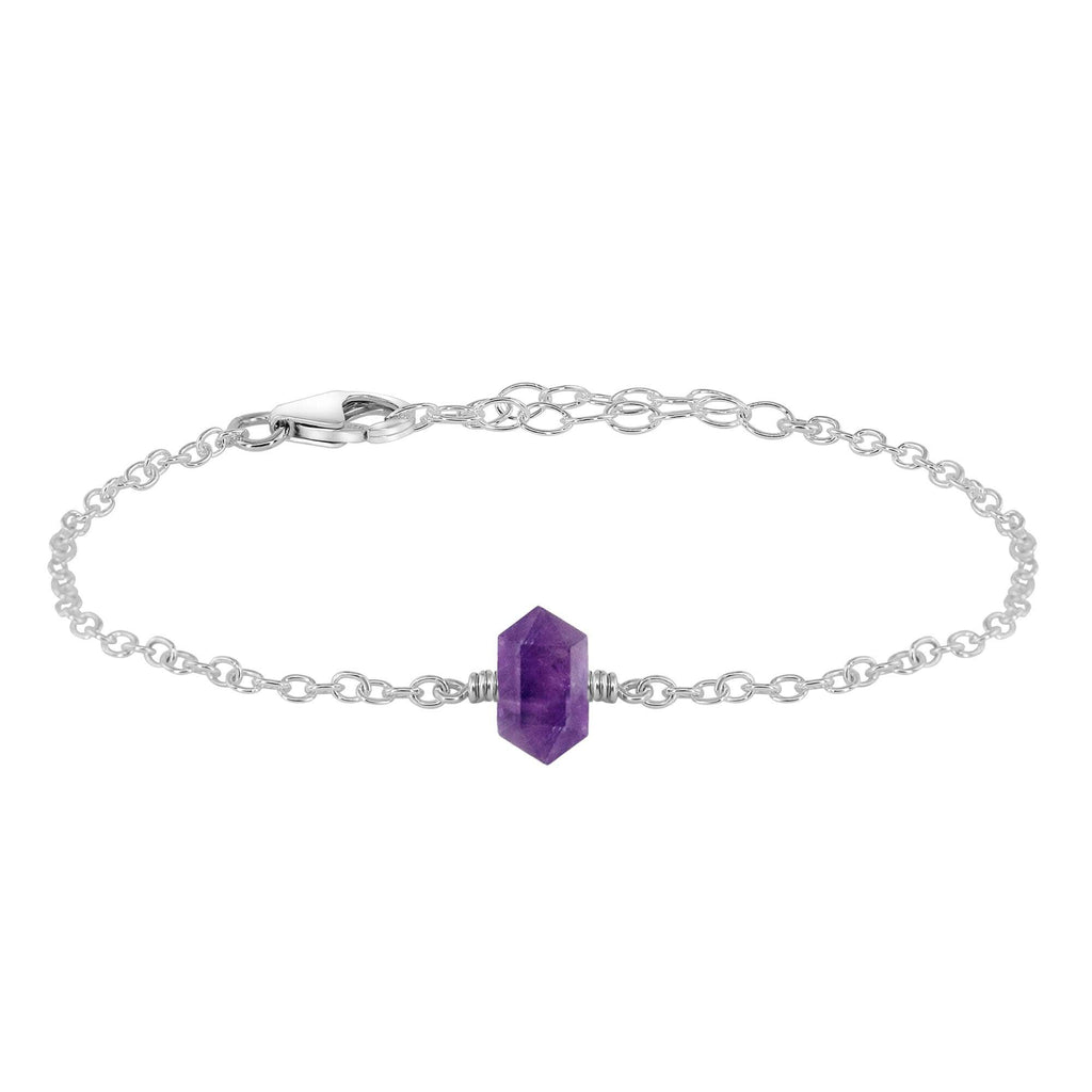 Amethyst Double Terminated Mini Crystal Point Bracelet - Amethyst Double Terminated Mini Crystal Point Bracelet - Sterling Silver - Luna Tide Handmade Crystal Jewellery