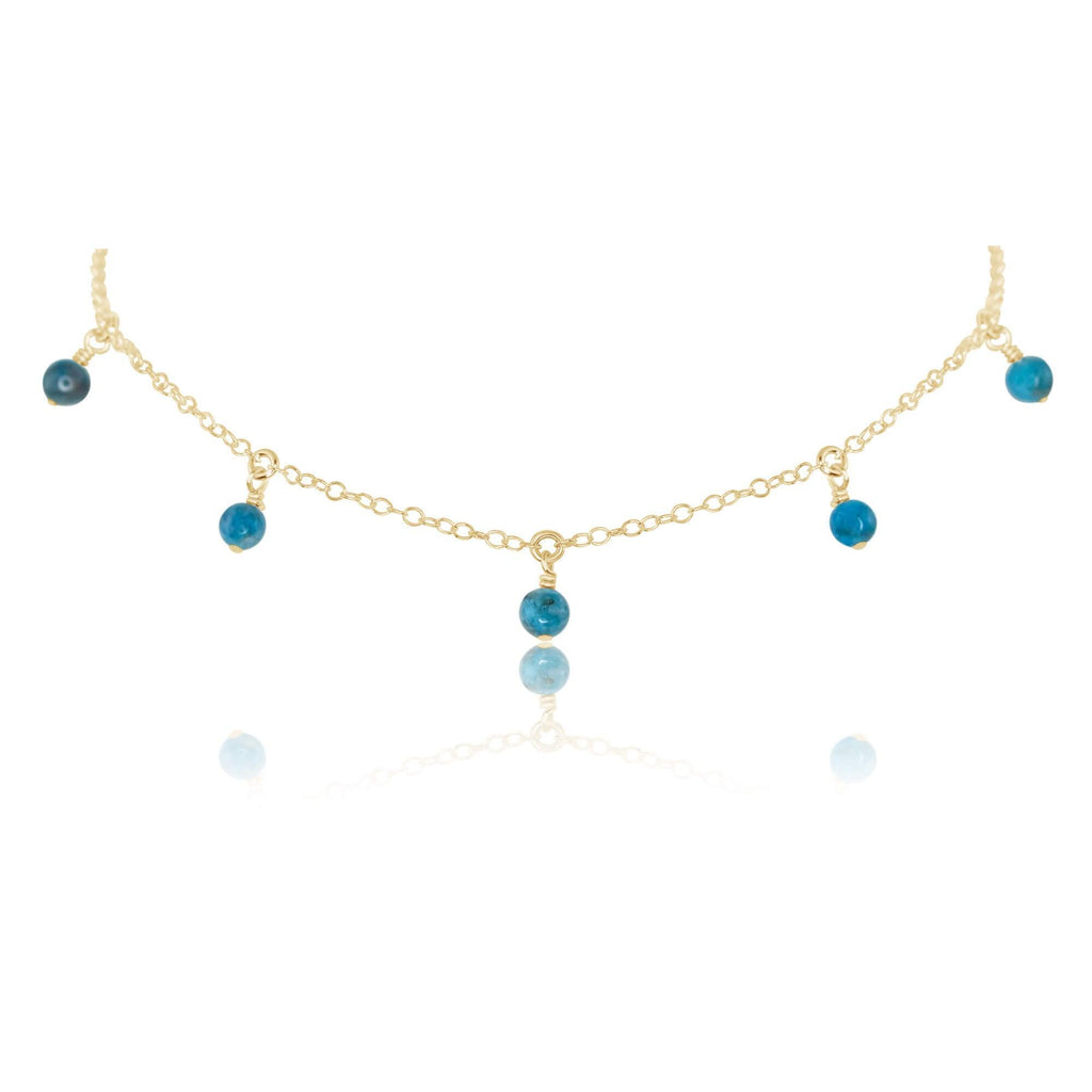 Bead Drop Choker - Apatite - 14K Gold Fill - Luna Tide Handmade Jewellery