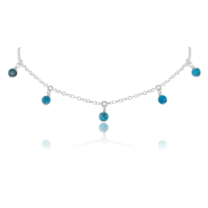Bead Drop Choker - Apatite - Sterling Silver - Luna Tide Handmade Jewellery