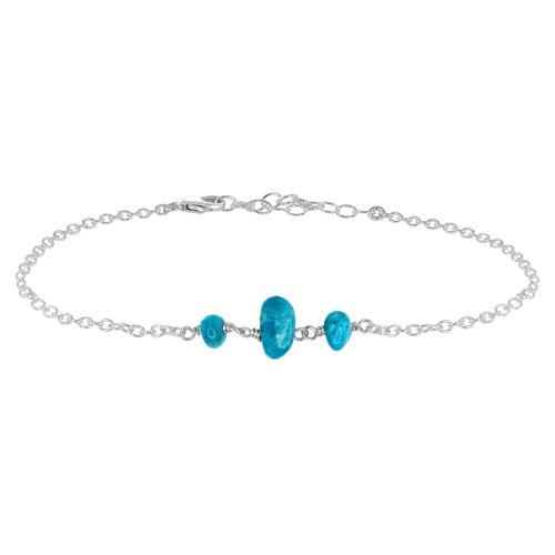 Apatite Beaded Chain Anklet - Apatite Beaded Chain Anklet - Sterling Silver - Luna Tide Handmade Crystal Jewellery