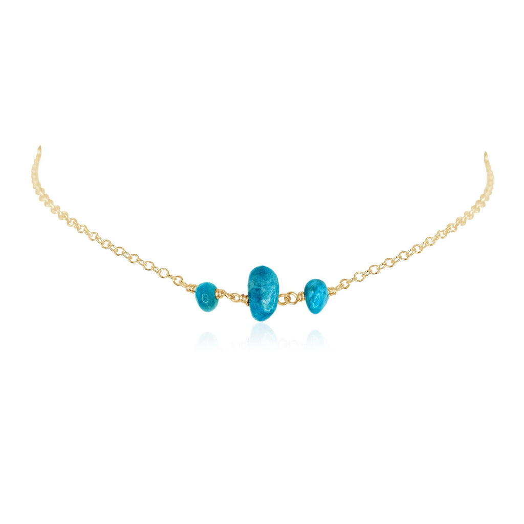 Apatite Beaded Chain Choker Necklace - Apatite Beaded Chain Choker Necklace - 14k Gold Fill - Luna Tide Handmade Crystal Jewellery