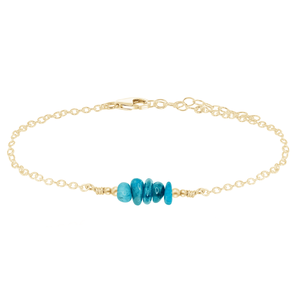 Apatite Chip Bead Bar Anklet - Apatite Chip Bead Bar Anklet - 14k Gold Fill - Luna Tide Handmade Crystal Jewellery