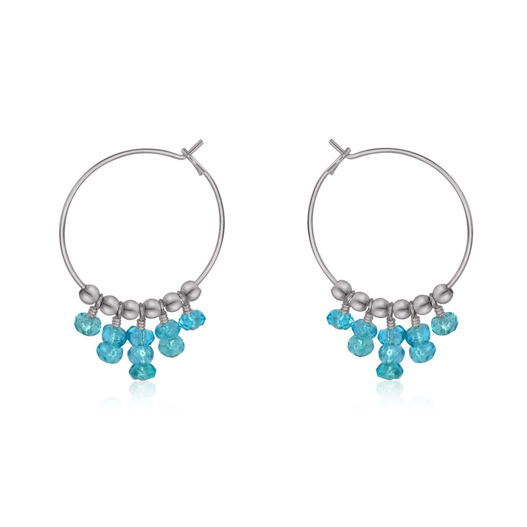 Apatite Statement Hoop Earrings - Apatite Statement Hoop Earrings - Stainless Steel - Luna Tide Handmade Crystal Jewellery