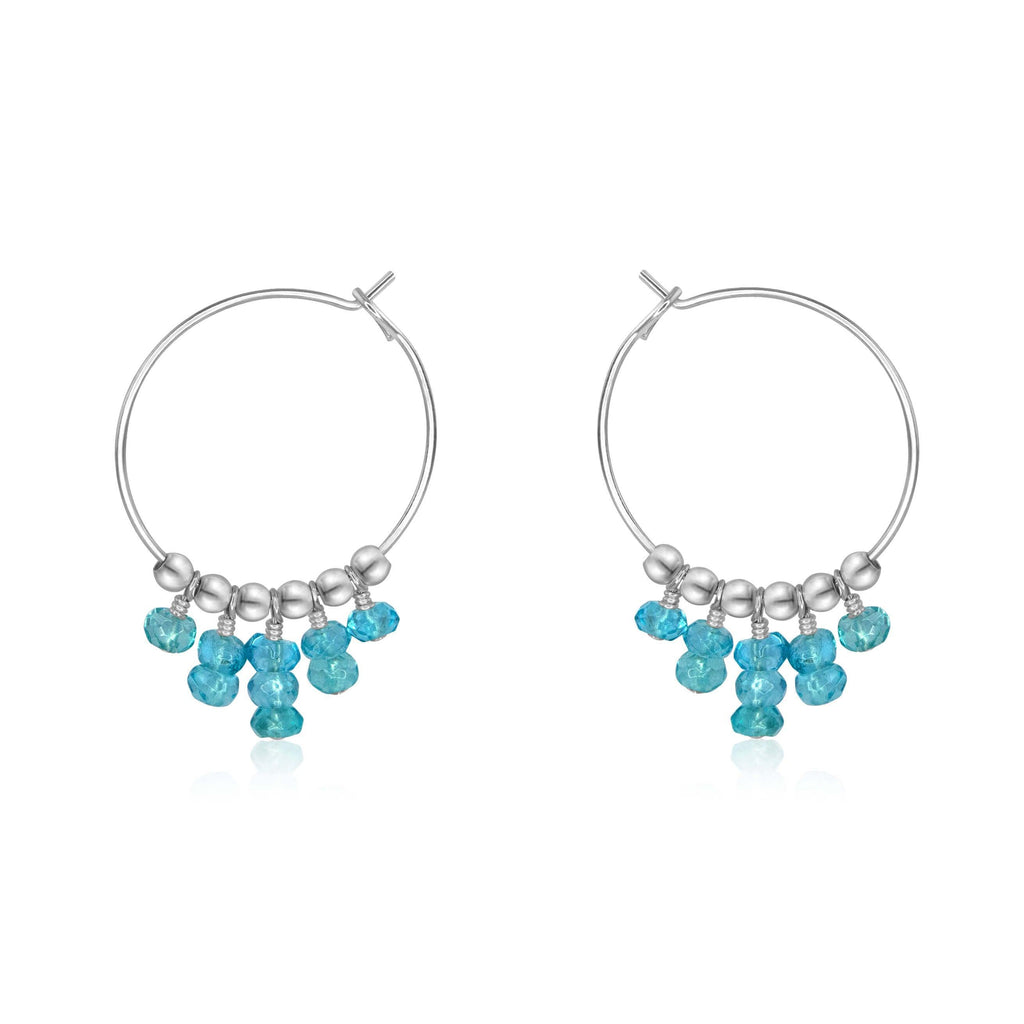 Apatite Statement Hoop Earrings - Apatite Statement Hoop Earrings - Sterling Silver - Luna Tide Handmade Crystal Jewellery