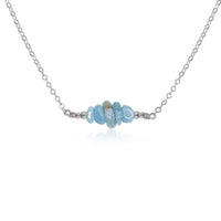 Chip Bead Bar Necklace - Aquamarine - Stainless Steel - Luna Tide Handmade Jewellery