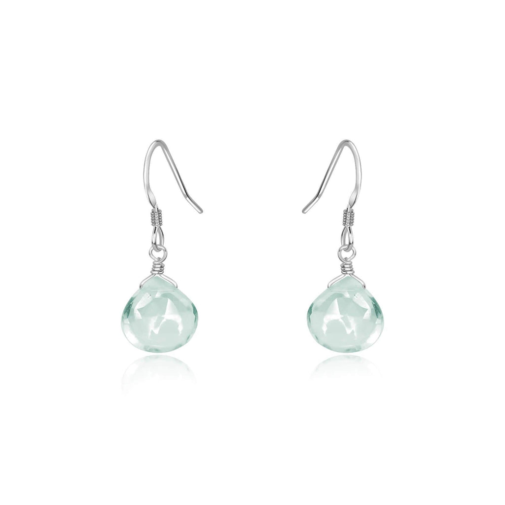 Aquamarine Gemstone Teardrop Dangle Earrings - Aquamarine Gemstone Teardrop Dangle Earrings - Sterling Silver - Luna Tide Handmade Crystal Jewellery