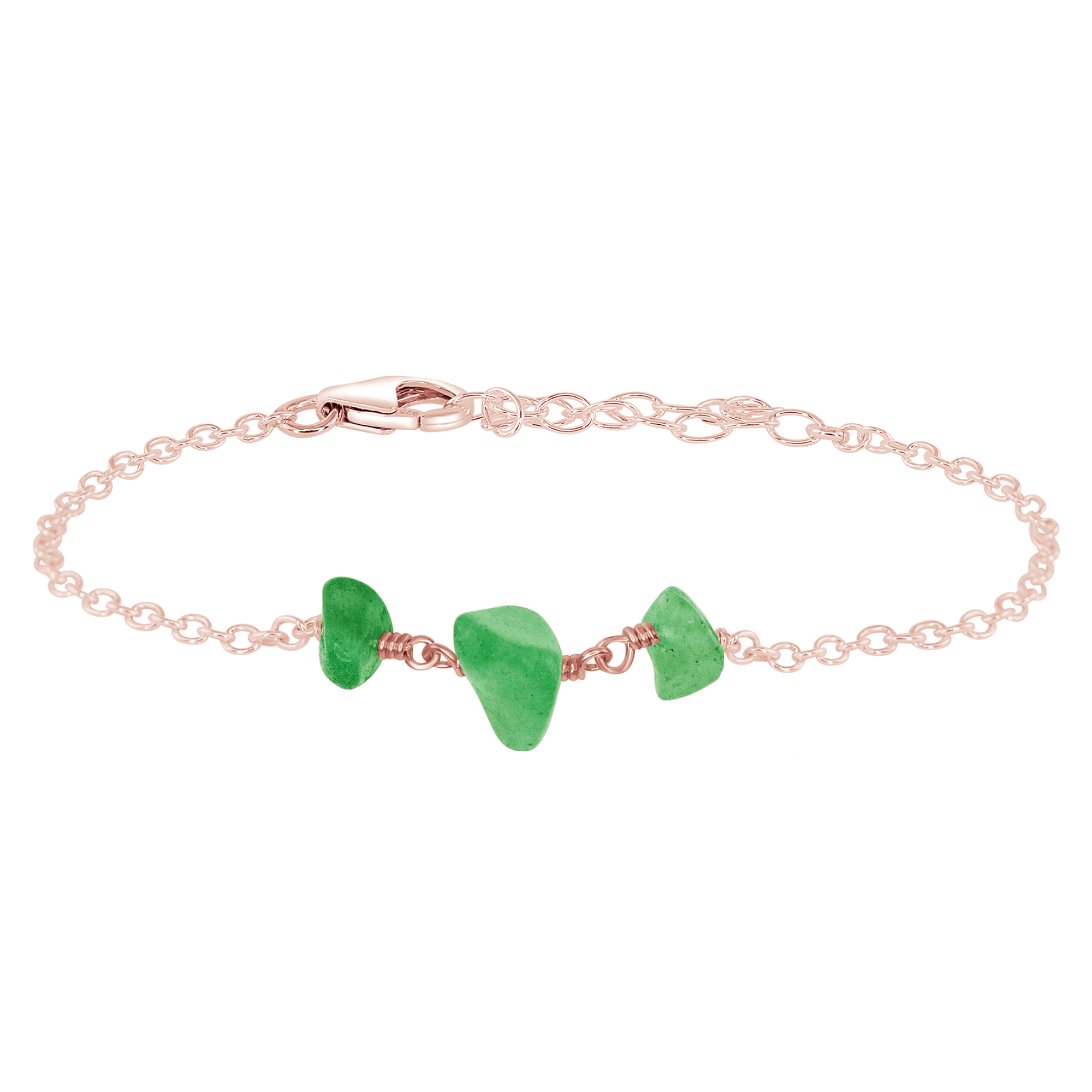 Aventurine Beaded Chain Bracelet - Aventurine Beaded Chain Bracelet - 14k Rose Gold Fill - Luna Tide Handmade Crystal Jewellery