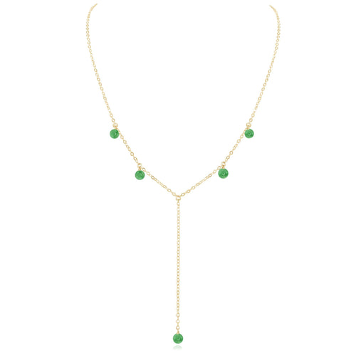 Aventurine Boho Lariat Necklace - Aventurine Boho Lariat Necklace - 14k Gold Fill - Luna Tide Handmade Crystal Jewellery