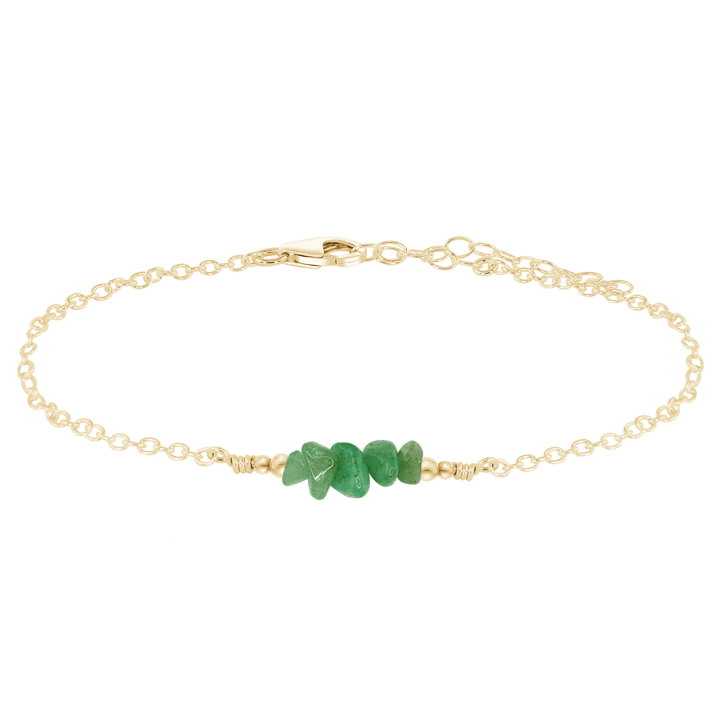 Aventurine Chip Bead Bar Anklet - Aventurine Chip Bead Bar Anklet - 14k Gold Fill - Luna Tide Handmade Crystal Jewellery