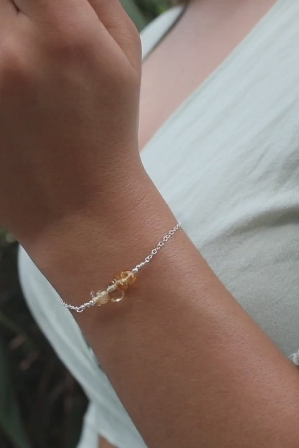 Citrine Chip Bead Bar Bracelet